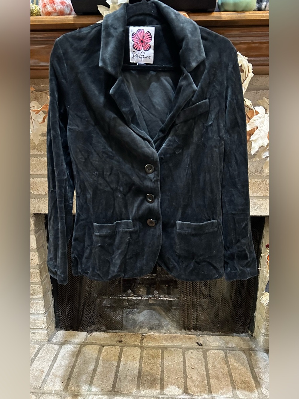 Black Velvet Single-Breasted Blazer EUC